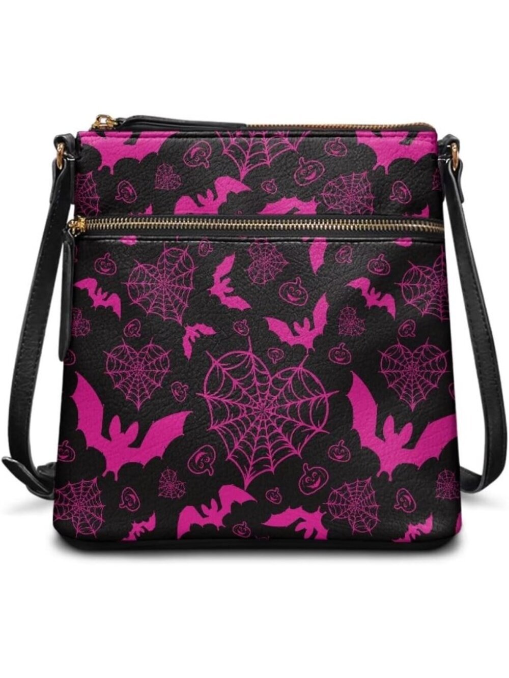 🎃Women's Pink Bat Web Crossbody Bag Leather Handbag Sling Bag Large Hobo Bag